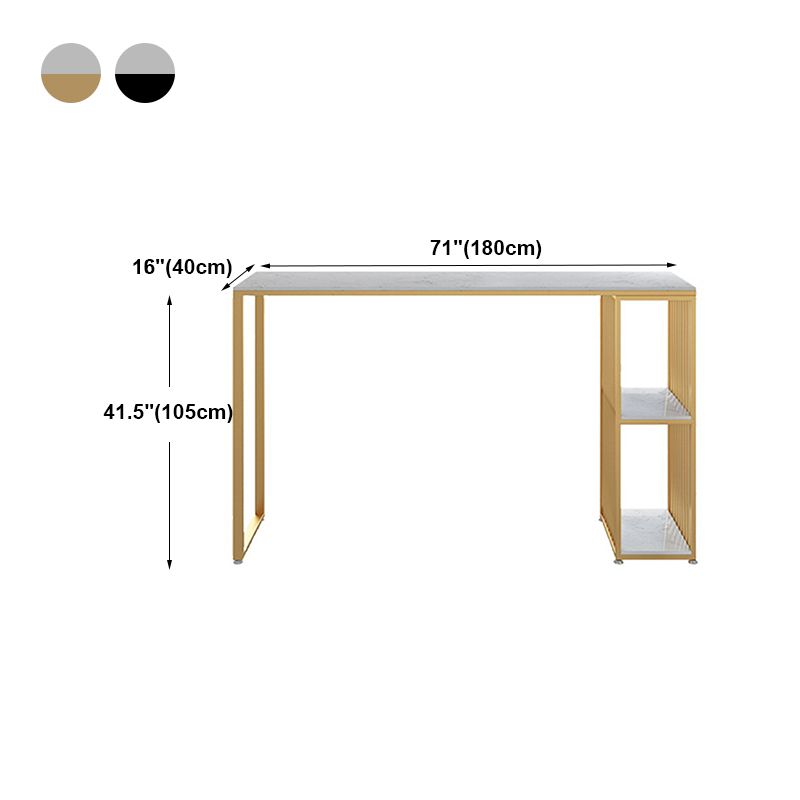 Contemporary Bar Dining Table Double Pedestal Bar Height Table with Shelf
