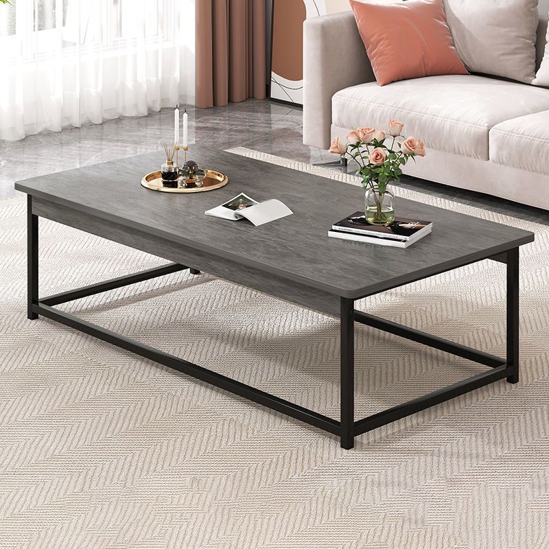 Coffee Table with Rectangular Black/gold Metal Base on 4 Legs Base