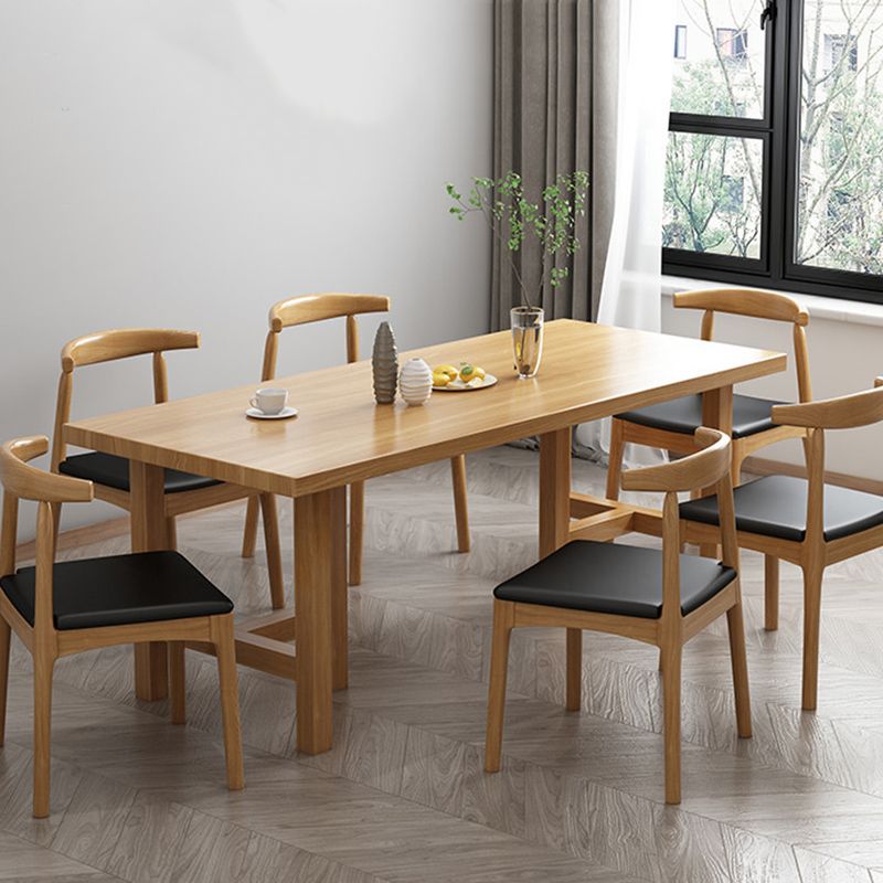 Industrial 1/2/7 Pieces Furniture Solid Wood Rectangle Dining Set in Natural