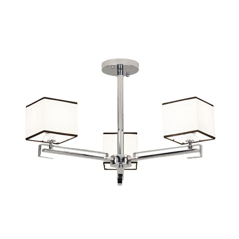 White 3/6/8 Lights Chandelier Light Classic Fabric Square Pendant Lamp for Living Room