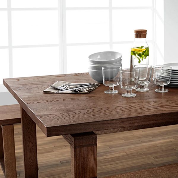 Mesa de pino de mesa de comedor de madera con base de trineo