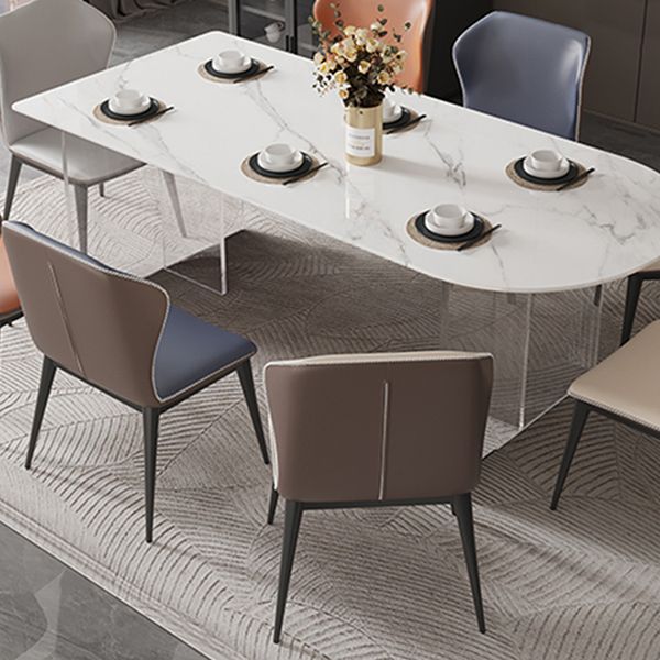 Sintered Stone Dining Table Acrylic Base Dinner Table for Dining Room