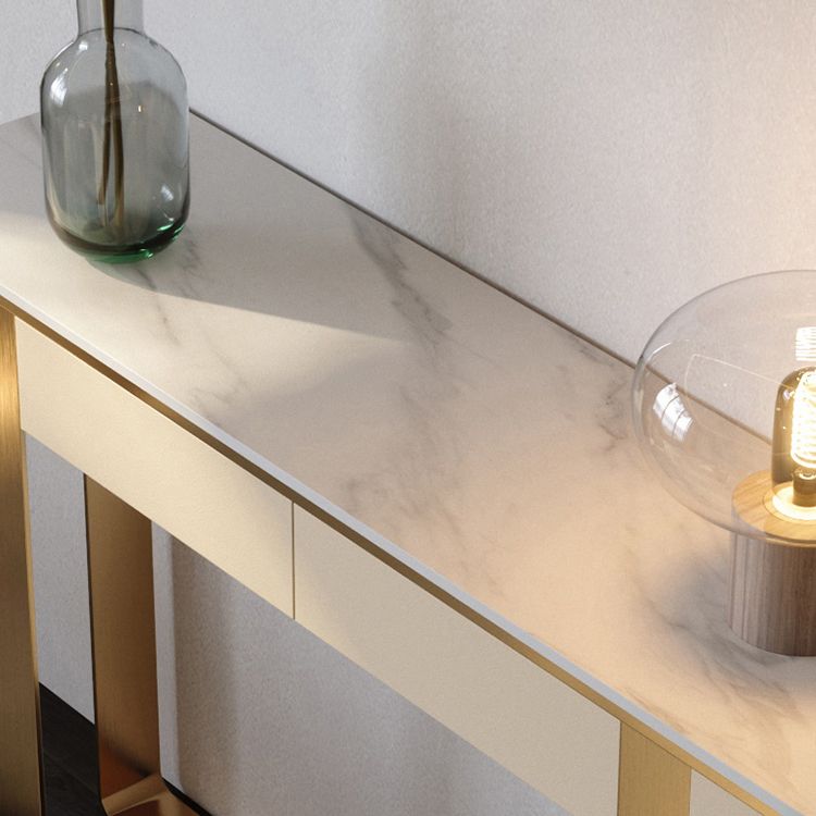 Glam Stone Half Moon Console Table 13.78" Wide 1-shelf Accent Table