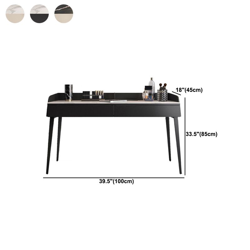 Contemporary Stone Top Vanity Set 2 Storage Drawers With Stool - 33.46" H