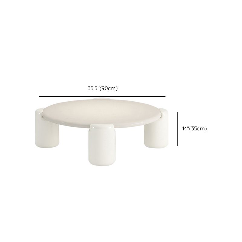 Contemporary White Round Wooden Coffee Table with 4 Legs Cocktail Table