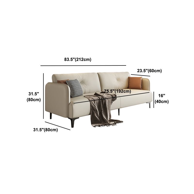 Tufted Square Arm Standard Modern Settee Couch in Orange/white