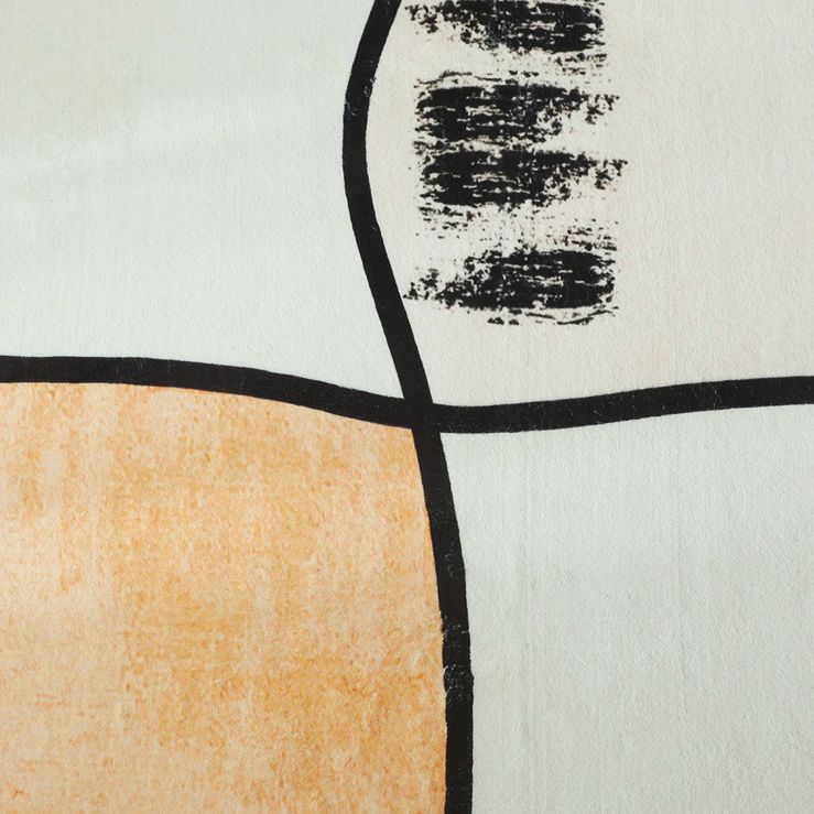 Yellow Living Room Rug Nordic Graphic Area Rug Polyester Stain Resistant Rug