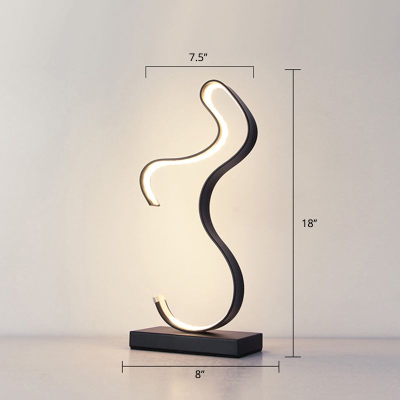 Aluminum Line Art Night Lighting Minimalism LED Accent Table Light for Living Room
