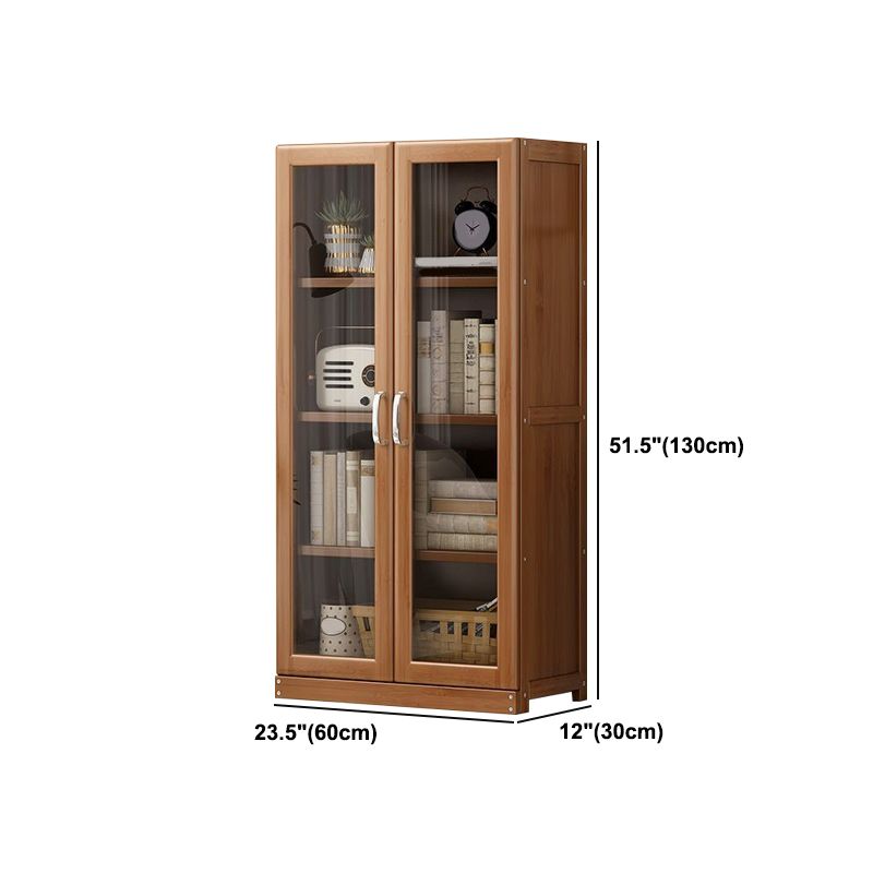 Manufactured Wood Standard Bookshelf Brown Vertical Bookcase with Door and Drawer