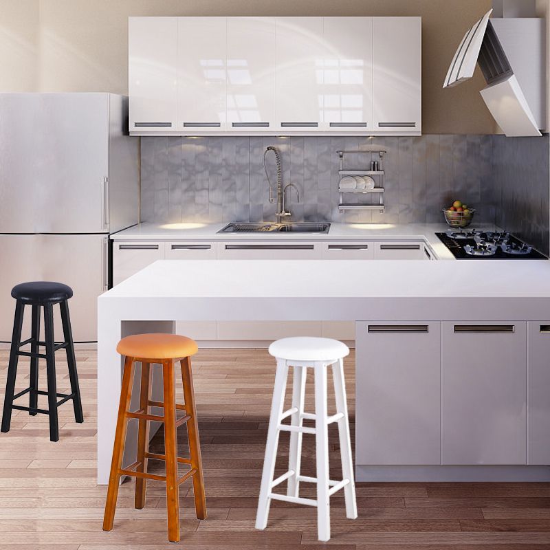 Modern Armless Backless Counter Stool Wood Cashier Bar Stool with Wooden Seat