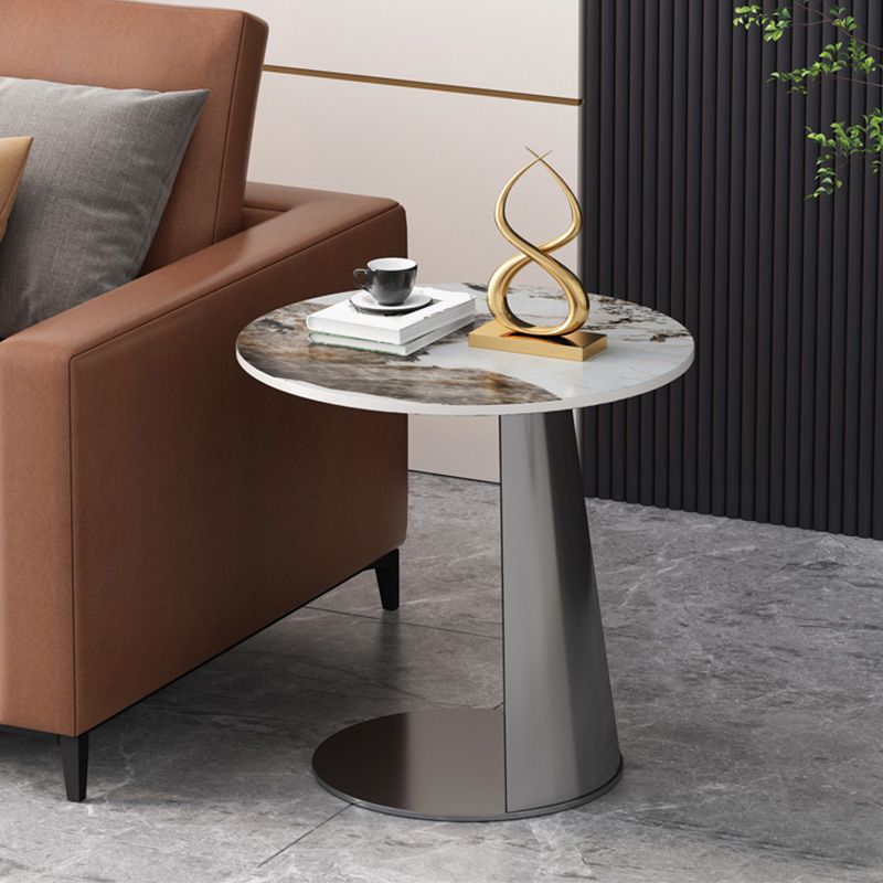 Modern 19.69" Tall Stone End Table Pedestal Side Accent Table