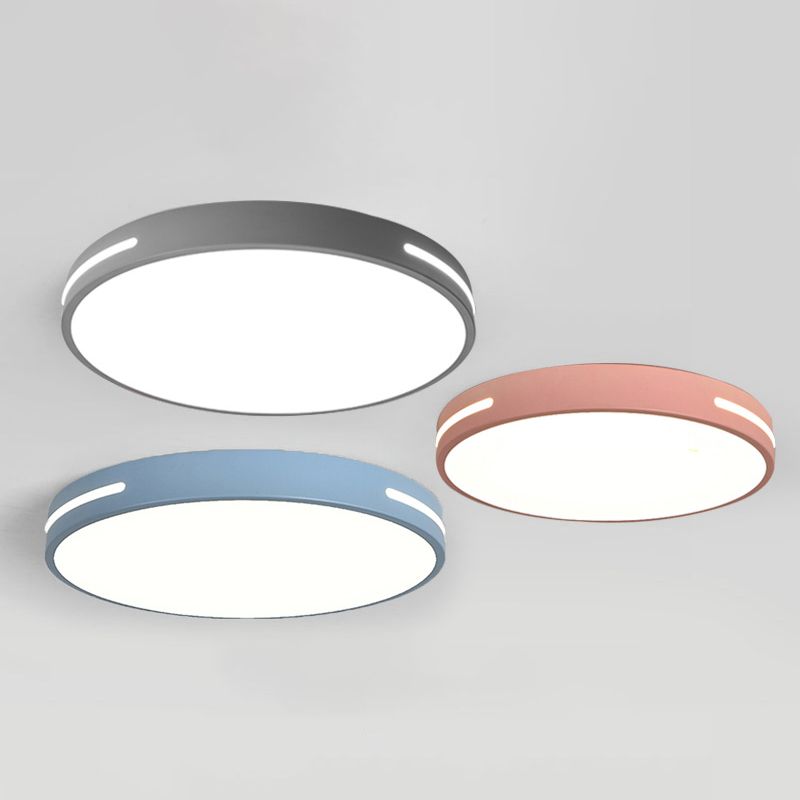 Plafonnier LED en fer laqué dans un style moderne et concis, plafonnier circulaire en acrylique en forme de macaron