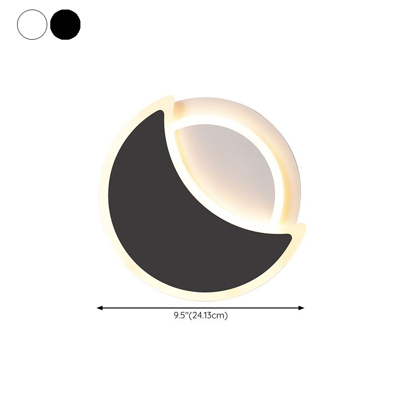 Modern 2 - Light Round Wall Light in Black / White Finish Iron and Acrylic Wall Flush