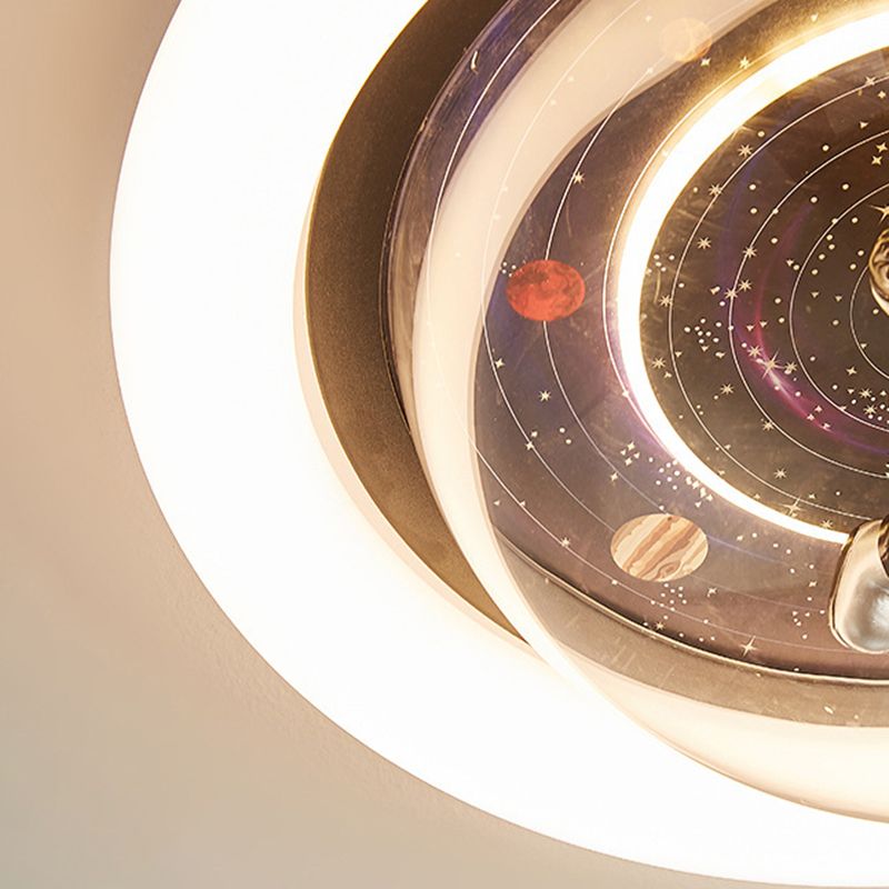 Round Shape Metal Flush Light Kid Style 2 Lights Flush Mount Ceiling Lights