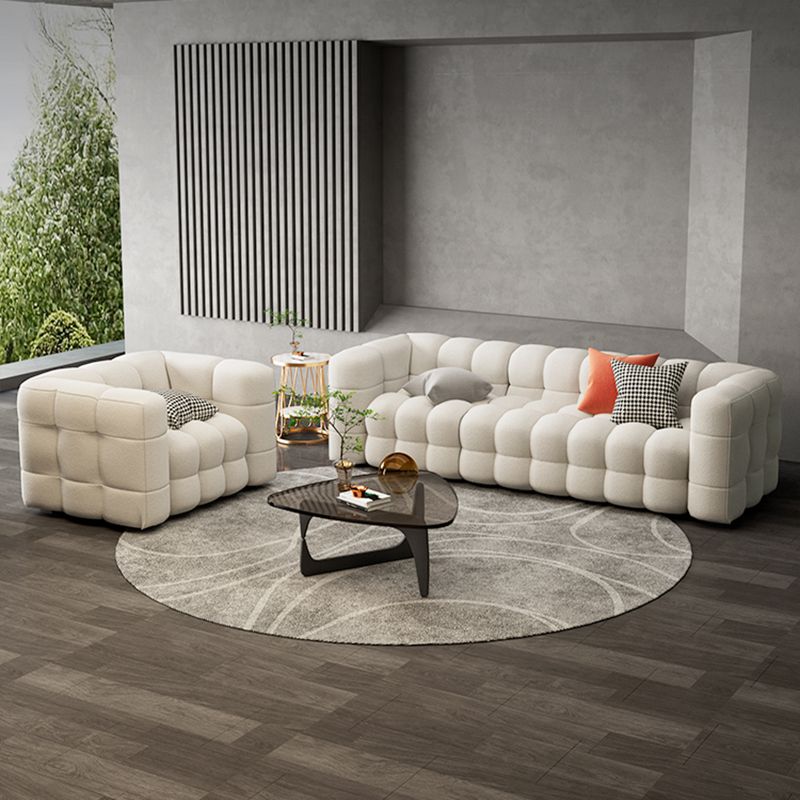 40" Wide Scandinavian Sofa Bed White Fabric Seating with Pillows