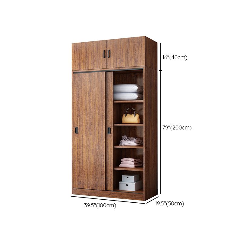 Solid Wood Frame Wardrobe Freestanding Wardrobe with Sliding Doors