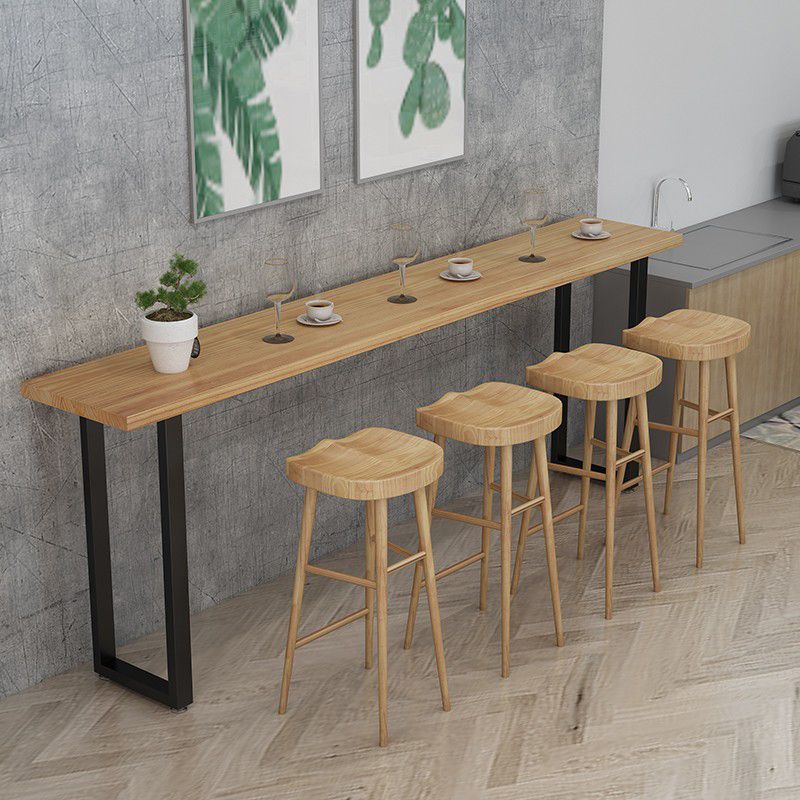 Contoured Seat Dining Stools Solid Wood Bar Stools with Footrest