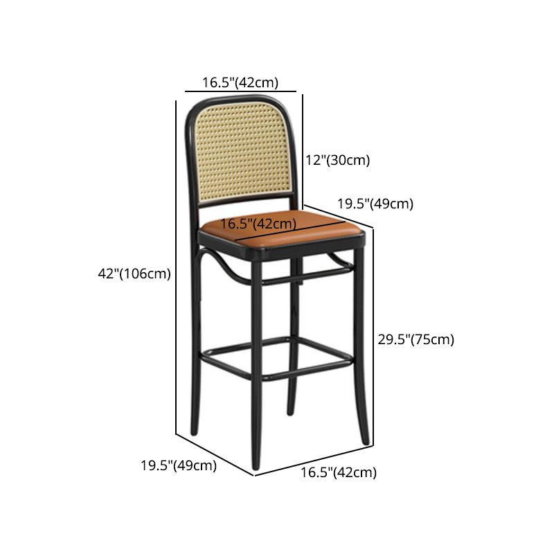 Contemporary Bar and Counter Stool Brown Stool with 4 Legs in Black