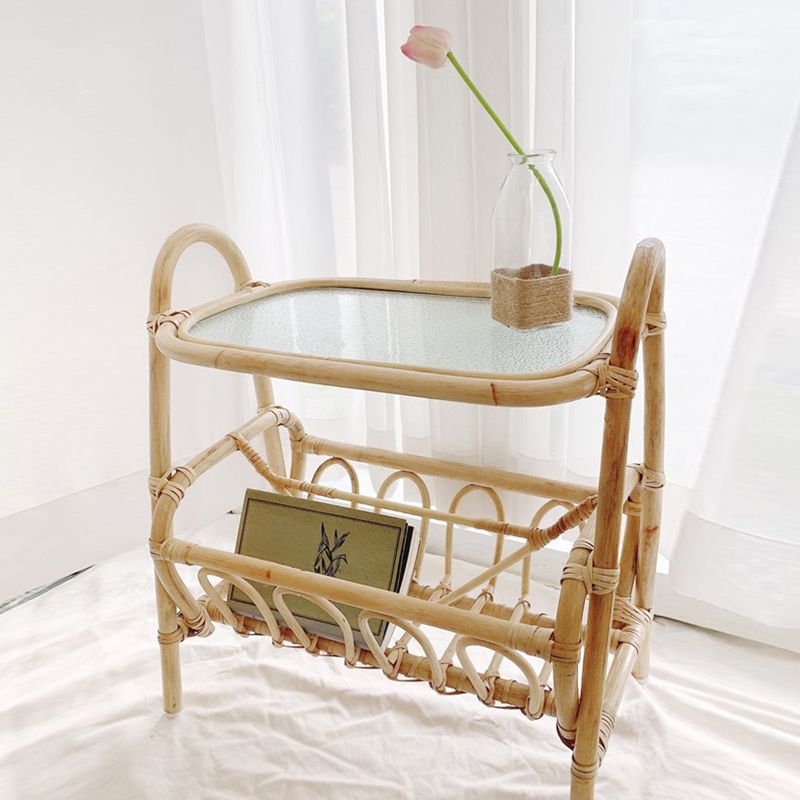 Wooden Sofa Side Accent Table Asian Style Living Room Side End Snack Table
