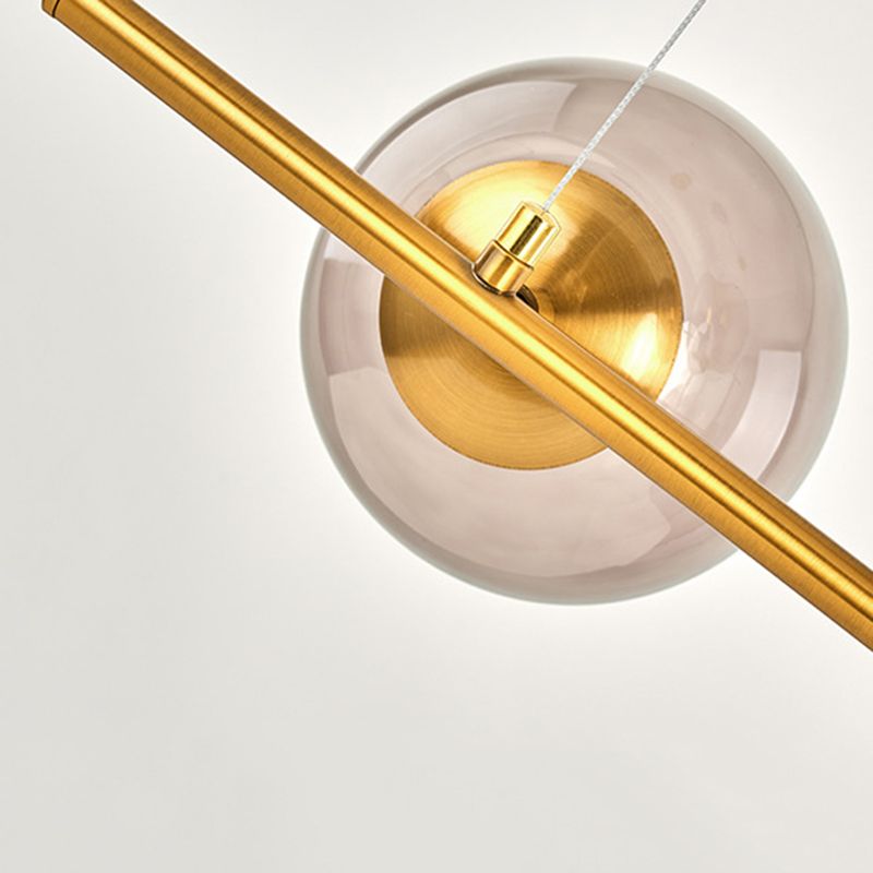 Gold 6-Light Island Light in Modern Minimalist Wrought Iron Sputnik Pendant Light with Glass Shade