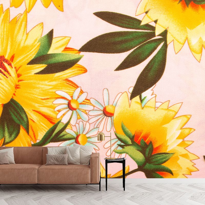 Bright Yellow Sunflower Wall Decor Wall Mural Waterproof Decal for Sleeping Room