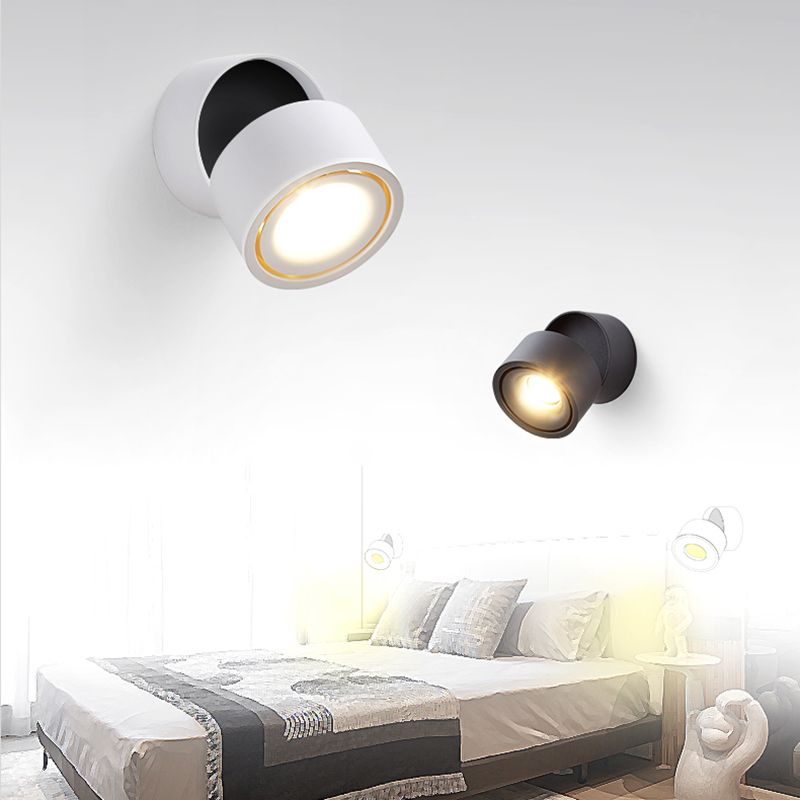 Modern Simple Aluminum Wall Light Cylinder Shape Rotatable Wall Lamp for Living Room