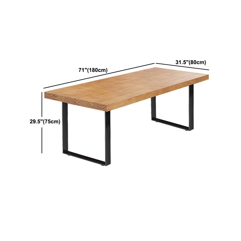 Coffee Shop Industrial Dining Table Rectangle Solid Wood and Metal Table