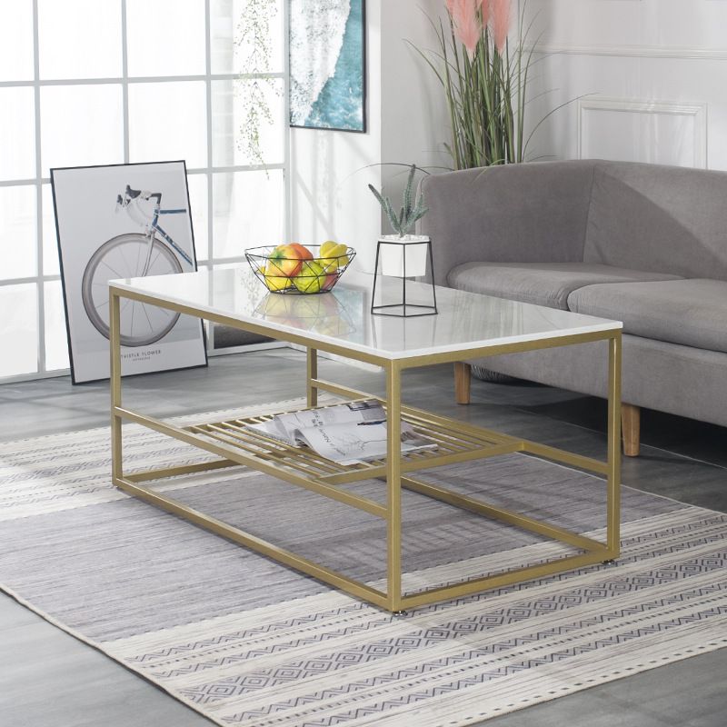Glam Rectangular Coffee Table Frame 1 Coffee Table for Living Room
