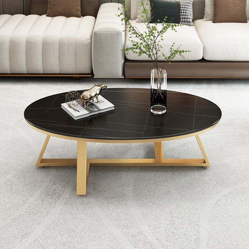 Glam Cross Legs Coffee Table Slate Oval Coffee Cocktail Table