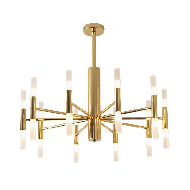 27"/39" Wide White Glass Tube Chandelier Post Modern Multi Lights Gold Led Hanging Light Fixture