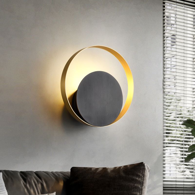 Modern Wall Sconce Circle Shape Wall Light with Metal Shade for Bedroom