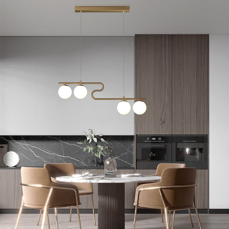 Simple Hanging Light Glass Round Island Light Fixture for Kitchen