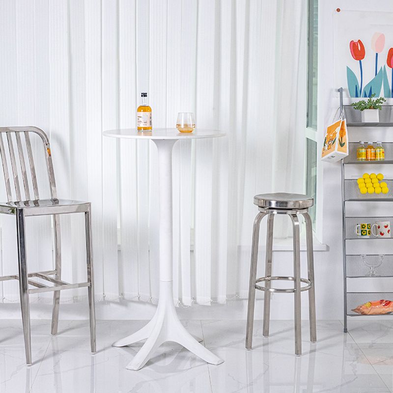 Glossy Stainless Steel Brushed Barstool Industrial Tall Stool with Round Seat