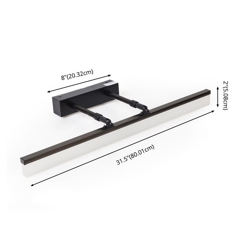 Gerade Badezimmerwand montiertes Licht Aluminium LED Nordische Wandleuchten in Schwarz