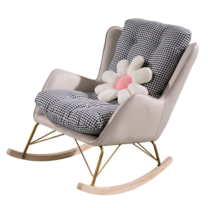 Modern Rocking Chair Metal Frame Doll Cotton Filling Spindle Rocker Chair