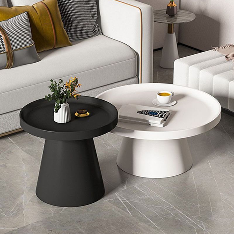 Modern Tray Top Pedestal Coffee Table Metal Round Table for Living Room
