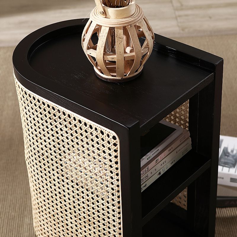 15" Wide Side Table 4 Legs Solid Wood Accent Side Table with Storage