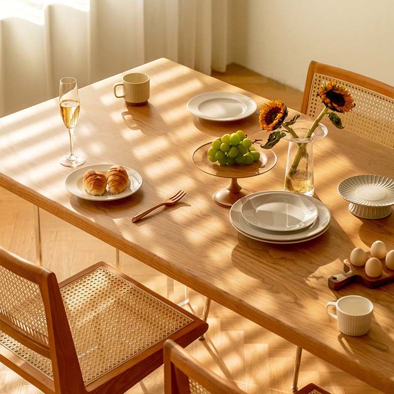 Modern Double Pedestal Dining Table Wood Table for Dining Room Kitchen