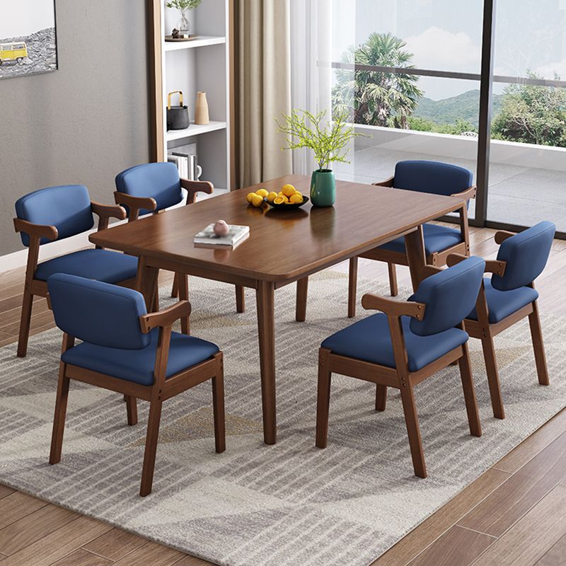 Mesa de comedor de 4 patas de madera de caucho, mesa rectangular de madera maciza de estilo moderno para el hogar