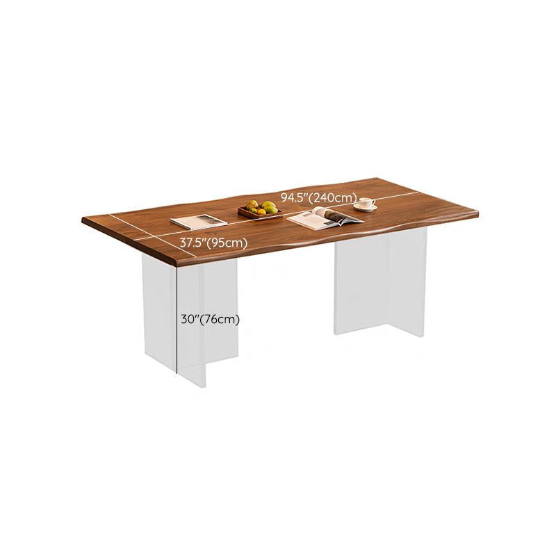 Modern Style Rectangle Solid Wood Dining Table with Double Pedestal