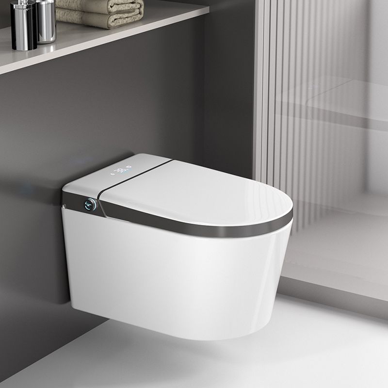 Elongated Wall Mounted Bidet Dryer White Wall Hung Toilet Set