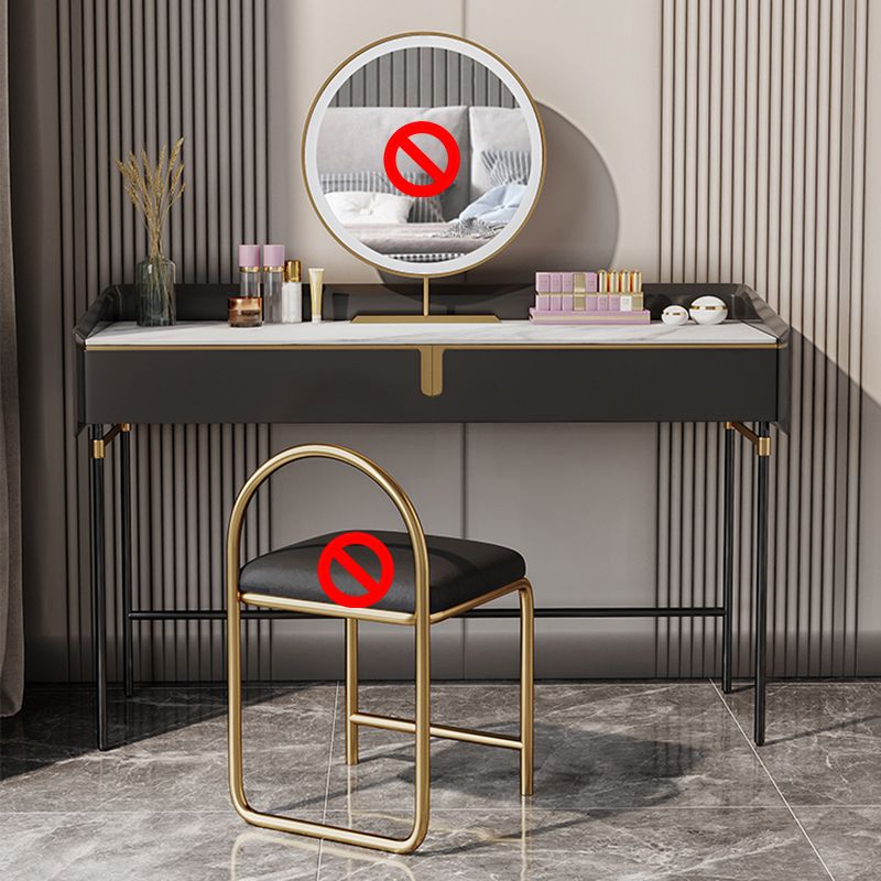 Modern Black Vanity Makeup Stone Top Dressing Table with Storage