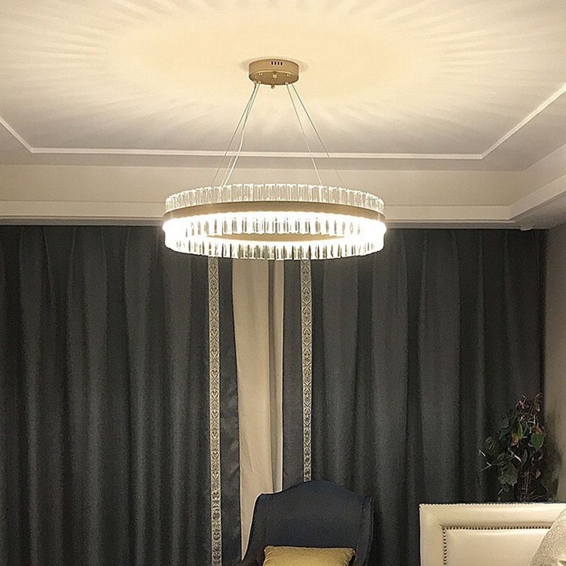 Postmodern Simplicity Round Pendant Chandelier Crystal Hanging Light Fixture for Living Room