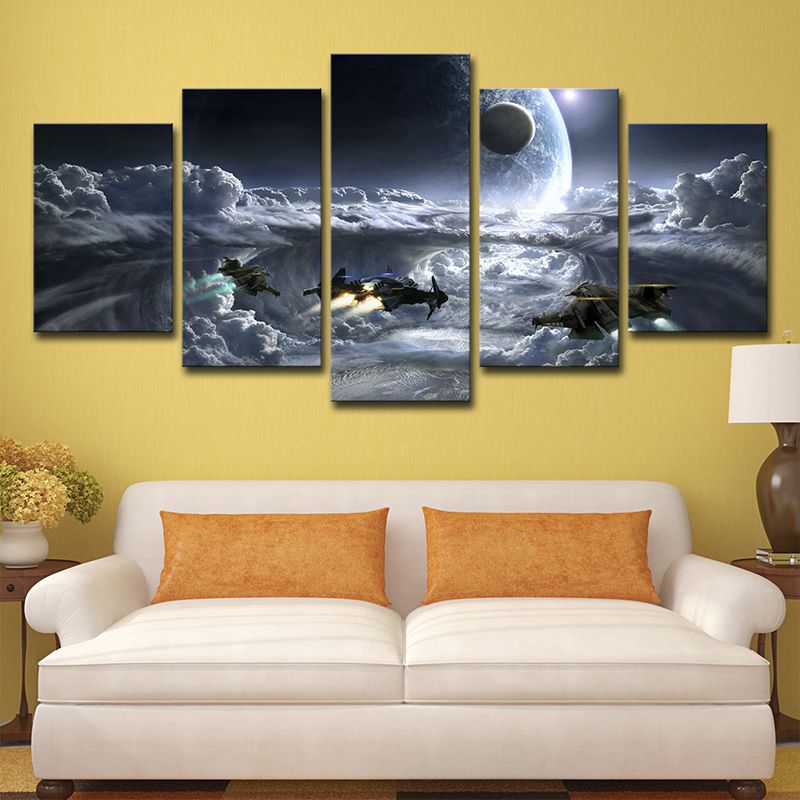 Outer Space Fighters Canvas Print Fictional Multi-Piece Living Room Wall Art Decor
