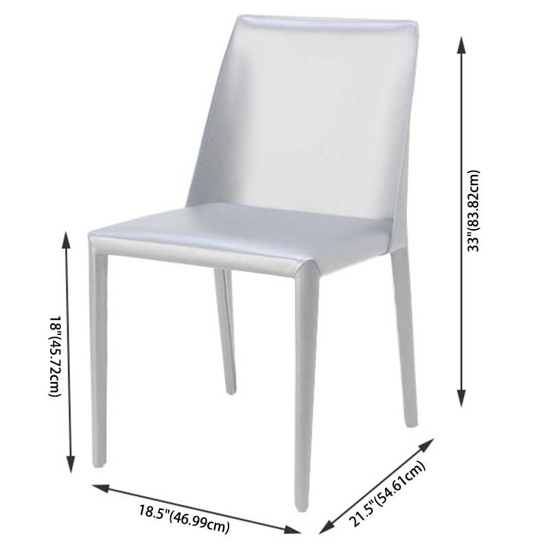 Chaise contemporaine à dossier solide, chaise en cuir de 18 pouces de large avec 4 pieds en métal pour la maison