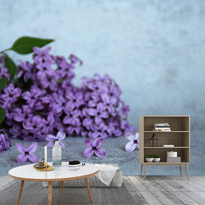 Customized Lilac Mural Wall Covering Eco-friendly Wallpaper for Bedroom