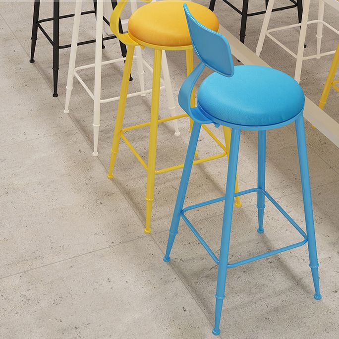 Contemporary Style Low Back Bar-stool Round Counter Bar Stool with Metal Legs