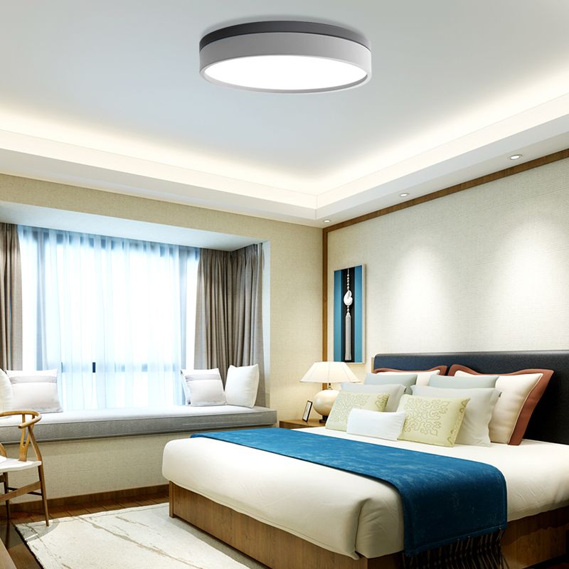 Nordic Tambour Iron Flush Mount 12 /16/ 19.5 Inch Dia LED Plafond Verlichtingsarmatuur in Wit Licht, Wit/Roze/Geel