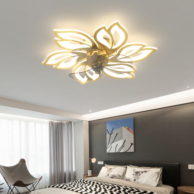 Modern LED Ceiling Fan Light Simple Ceiling Mount Lamp with Acrylic Shade for Bedroom