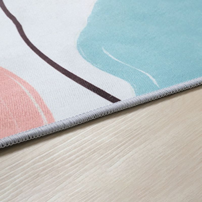 Dark Gray Modern Rug Polyester Abstract Pattern Rug Stain Resistant Rug for Drawing Room